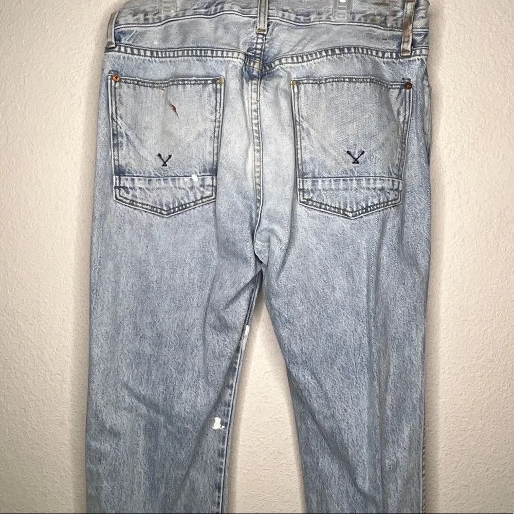Hudson Button Up Destroyed Jeans with Paint